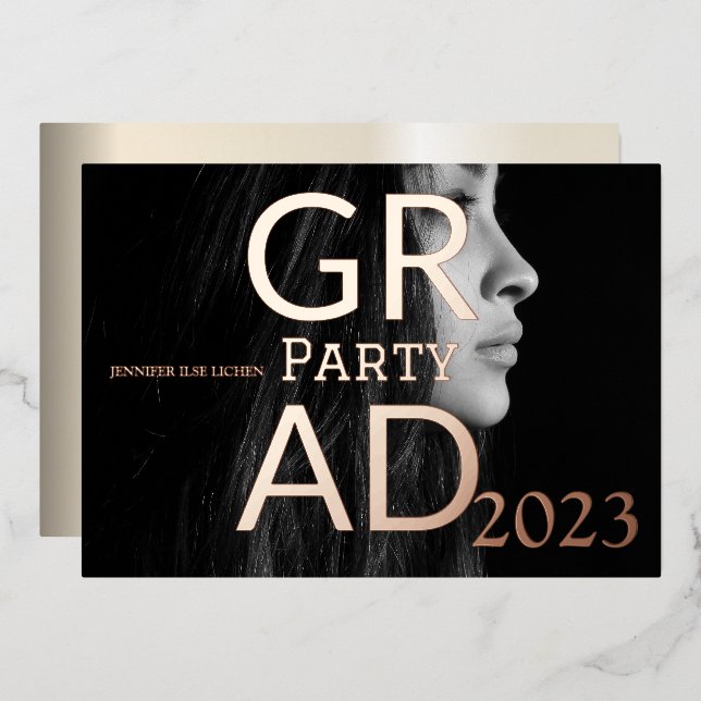 INVITACIÓN CON RELIEVE METALIZADO FIESTA MODERNO GRAD (Anverso/Reverso)