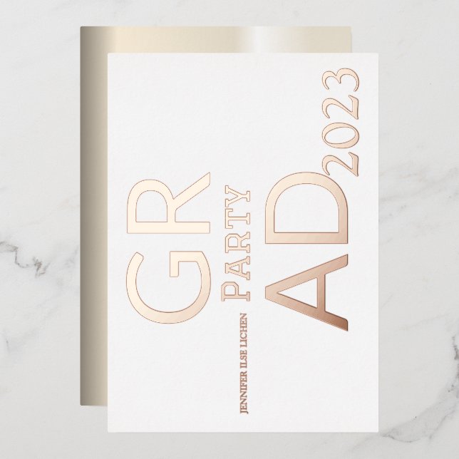 INVITACIÓN CON RELIEVE METALIZADO FIESTA MODERNO GRAD (Anverso/Reverso)
