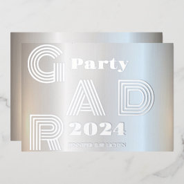 INVITACIÓN CON RELIEVE METALIZADO FIESTA MODERNO SILVER GRAD