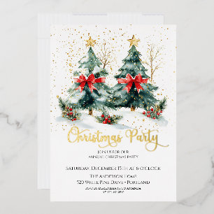 Invitación Con Relieve Metalizado Fiesta navideña