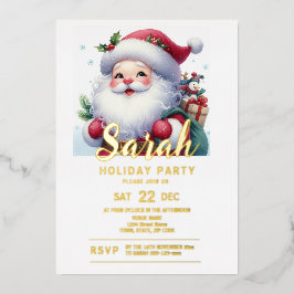 Invitación Con Relieve Metalizado Fiesta navideña de navidades