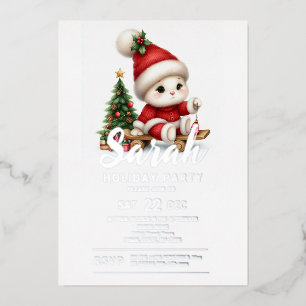 Invitación Con Relieve Metalizado Fiesta navideña de navidades