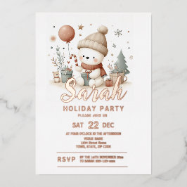 Invitación Con Relieve Metalizado Fiesta navideña de navidades