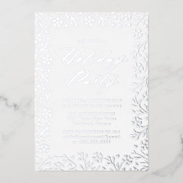 Invitación Con Relieve Metalizado Fiesta Navideña Elegante Copo de Nieve con Hojalat