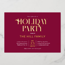 Invitación Con Relieve Metalizado Fiesta Navideña Elegante Rojo