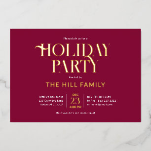 Invitación Con Relieve Metalizado Fiesta Navideña Elegante Rojo