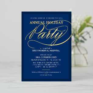 Invitación Con Relieve Metalizado FIESTA NAVIDEÑA evento elegante guión sofisticado 