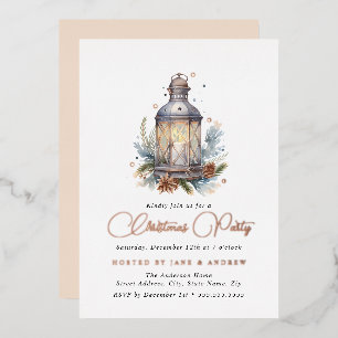Invitación Con Relieve Metalizado Fiesta Navideña Festiva de Linterna Brillante
