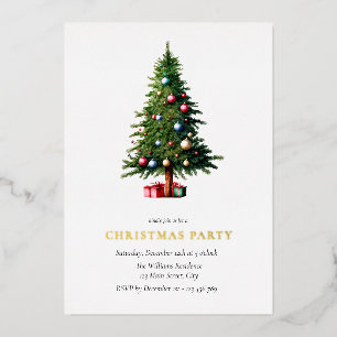 Invitación Con Relieve Metalizado Fiesta navideña moderna