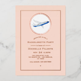 Invitación Con Relieve Metalizado Fiesta para la Bachelorette de Oro y Rubor Pink Tr
