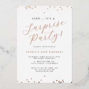 Invitación Con Relieve Metalizado Fiesta Sorpresa con Confeti de Escritura en Rosa D