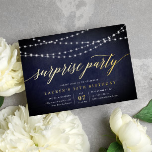 Invitación Con Relieve Metalizado Fiesta Sorpresa Guirnalda de Medianoche