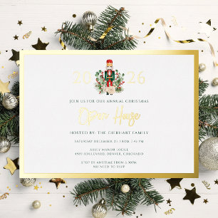 Invitación Con Relieve Metalizado Fiestas Navideñas Familiares Casa Abierta de Oro