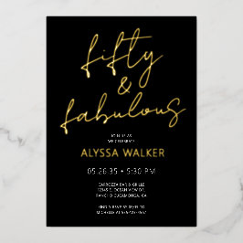 Invitación Con Relieve Metalizado Fifty and Fabulous 50th Birthday