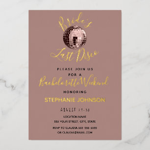Invitación Con Relieve Metalizado Fin de semana de despedida de soltera Dusty Rose L