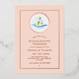 Invitación Con Relieve Metalizado Fin de semana de despedida de soltera tropical en