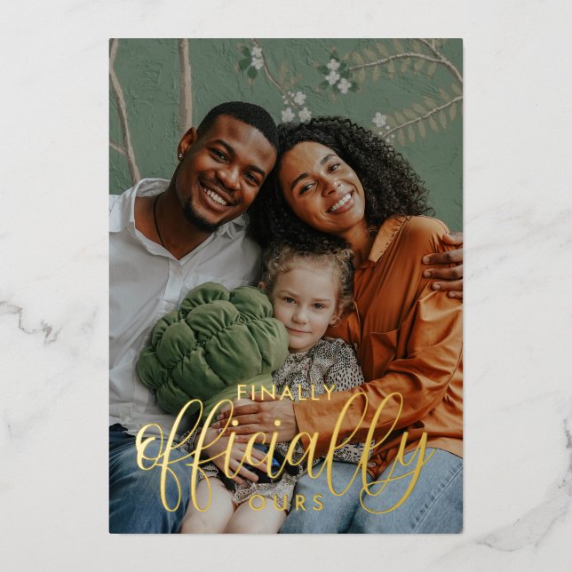 Invitación Con Relieve Metalizado Finalmente, Oficialmente Nuestra Adopción De Fotog (Anverso)