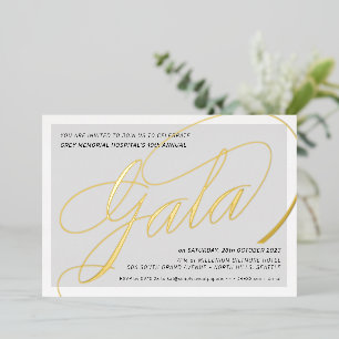 Invitación Con Relieve Metalizado FINANCIACIÓN GALA elegante caligrafía gris pálido