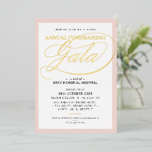 Invitación Con Relieve Metalizado FINANCIACIÓN GALA elegante guión de evento rosa ru