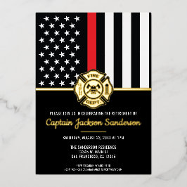 Invitación Con Relieve Metalizado Firefighter Fire Department Retirement Fireman