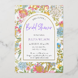 Invitación Con Relieve Metalizado Flor de Girly Garden Ducha de novia