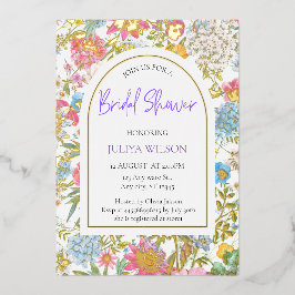 Invitación Con Relieve Metalizado Flor de Girly Garden Ducha de novia