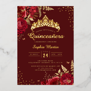 Invitación Con Relieve Metalizado Flora dorada dorada dorada dorada dorada dorada do