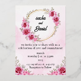 Invitación Con Relieve Metalizado Floral de Boda Invernal Marrón Rústico