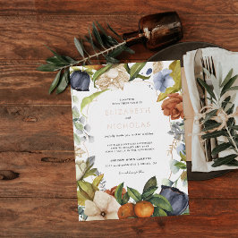 Invitación Con Relieve Metalizado Floral de Cítricos de Fin de Verano | Boda Botánic