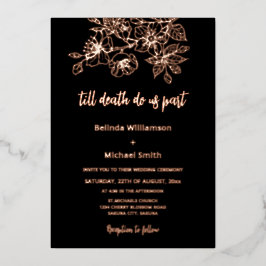Invitación Con Relieve Metalizado Floral de cobre negra | BODA GÓTICO