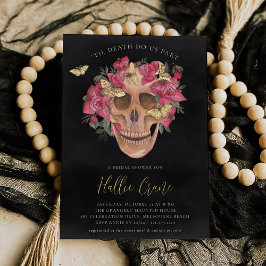 Invitación Con Relieve Metalizado Floral de Orquídea Rosa Halloween Ducha de novias