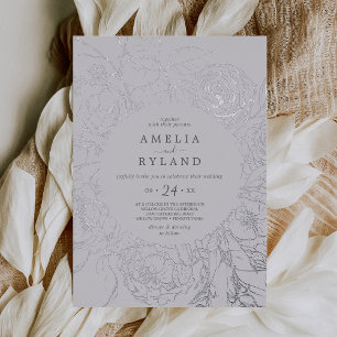 Invitación Con Relieve Metalizado Floral dorada   Boda Gris Casual Relieve metalizad