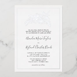 Invitación Con Relieve Metalizado Floral dorada | Relieve metalizado plateado Boda f