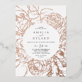 Invitación Con Relieve Metalizado Floral dorada | Rosa Relieve metalizado dorado Bod
