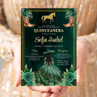 Floral Emerald Green Gold Boots Caballo Quinceaner