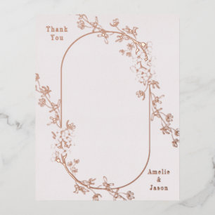 Invitación Con Relieve Metalizado Floral Esbozado Lujoso Gracias de Papel Metalizado