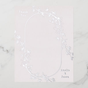 Invitación Con Relieve Metalizado Floral Esbozado Lujoso Gracias de Papel Metalizado