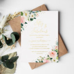 Invitación Con Relieve Metalizado Floral Gold Rubor Pink 50 y fabuloso cumpleaños<br><div class="desc">Más invitaciones de cumpleaños número 50 en la Pequeña Tienda Bayleigh!</div>