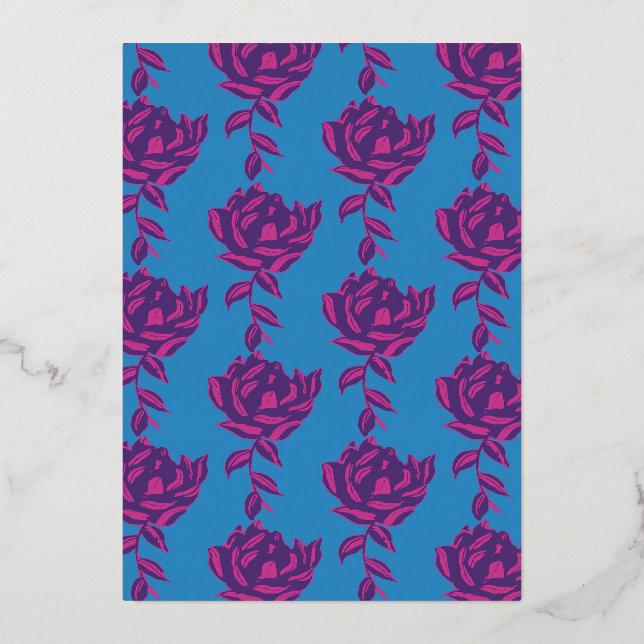 Invitación Con Relieve Metalizado Floral lisa (Anverso)