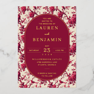 Invitación Con Relieve Metalizado Floral Marrón Romántico