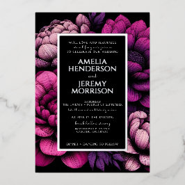 Invitación Con Relieve Metalizado Floral Purple Bold