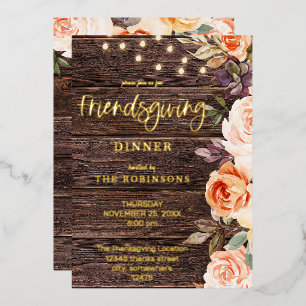 Invitación Con Relieve Metalizado Floral rosa y rosa de madera con iluminación Amiga