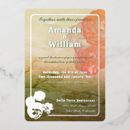 Invitación Con Relieve Metalizado Floreció Romántico Atemporal Exquisita boda
