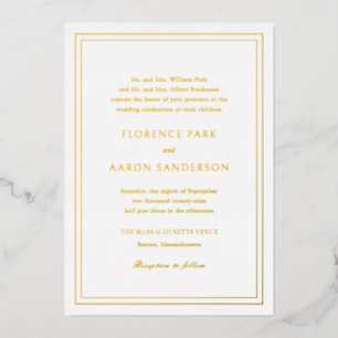 Invitación Con Relieve Metalizado Florence Gold Elegant Wedding