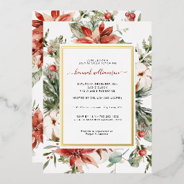 Invitación Con Relieve Metalizado Florería Invernal | Baby Shower de Navidad