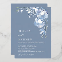 Flores Acuarela Azules Boda Casual