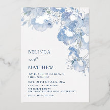Flores acuarela azules boda informal