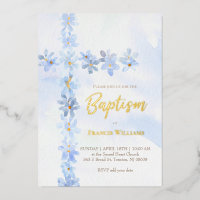 flores azul acuarela cruza Bautismo