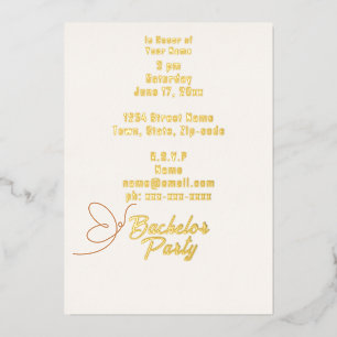 Invitación Con Relieve Metalizado Flores de Melocotón Tropical Soltero