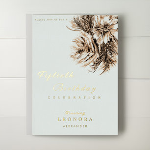 Invitación Con Relieve Metalizado Flores de peonía acuarela PARA CUALQUIER FIESTA de